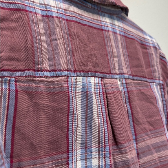 Lightweight Flannel Top - Wine/Burgundy, White, and Periwinkle/Purplish-Blue - Picture 13 of 17